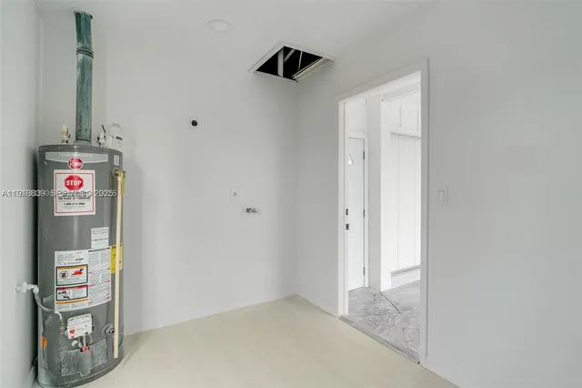 a bathroom with a shower and a mirror