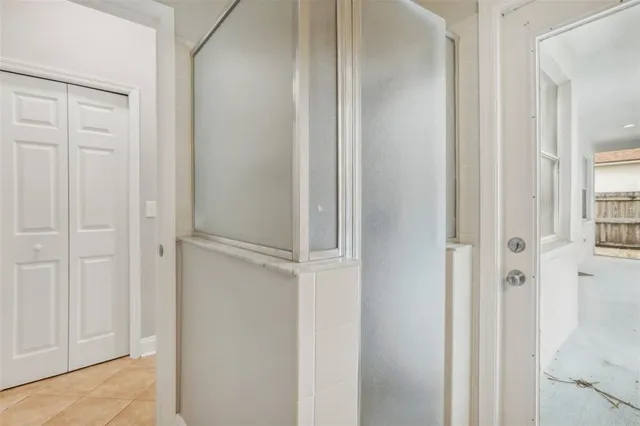 a view of a bathroom with a shower