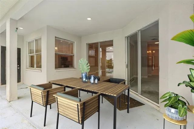 a table and chairs in a room