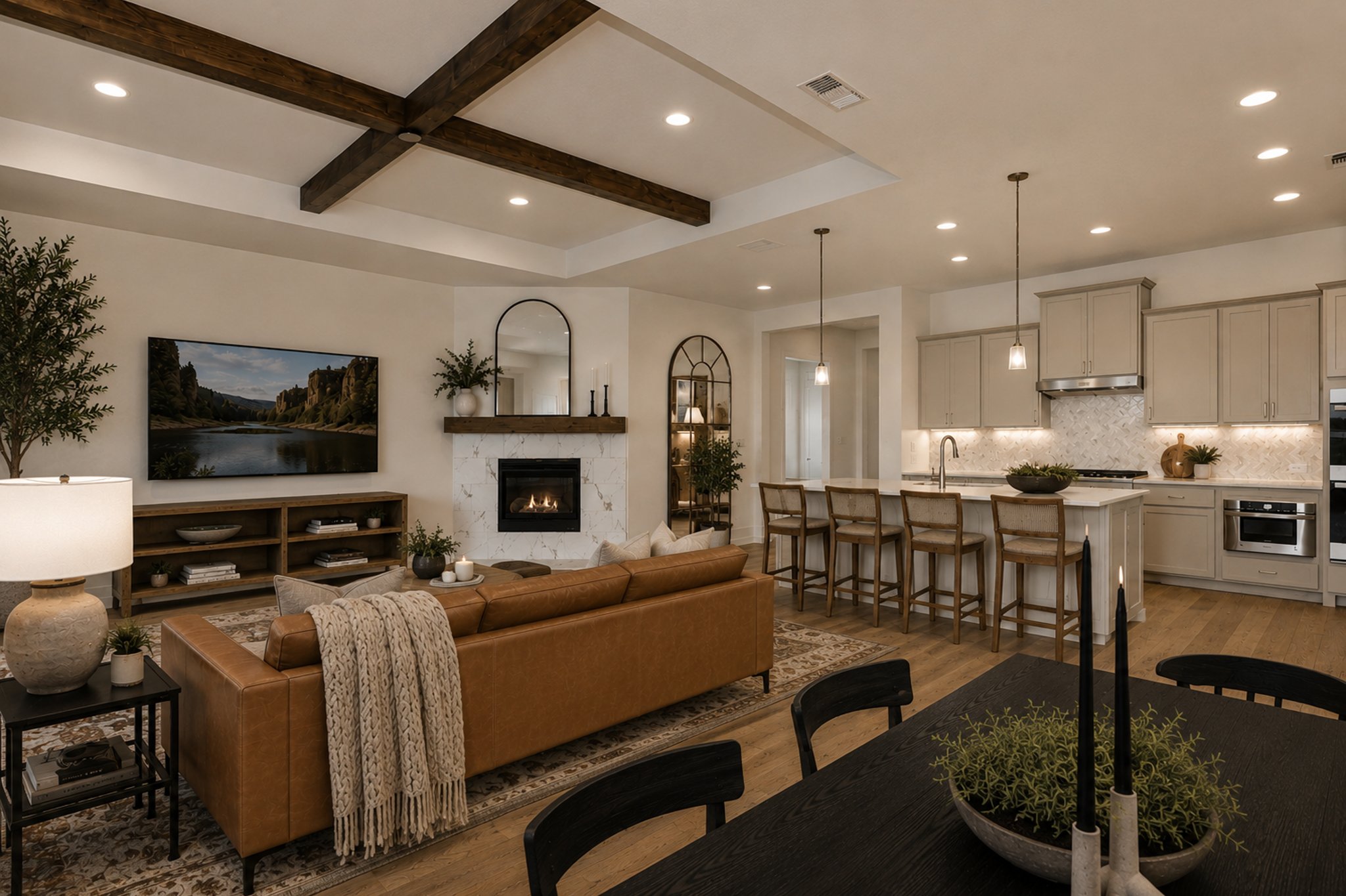 209 Scofield Avenue Georgetown, TX 78626 - Photo 7 of 33 a living room with fireplace furniture and a flat screen tv