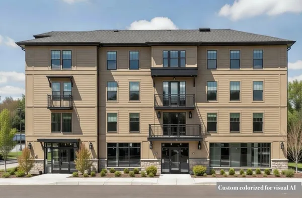 a front view of residential houses