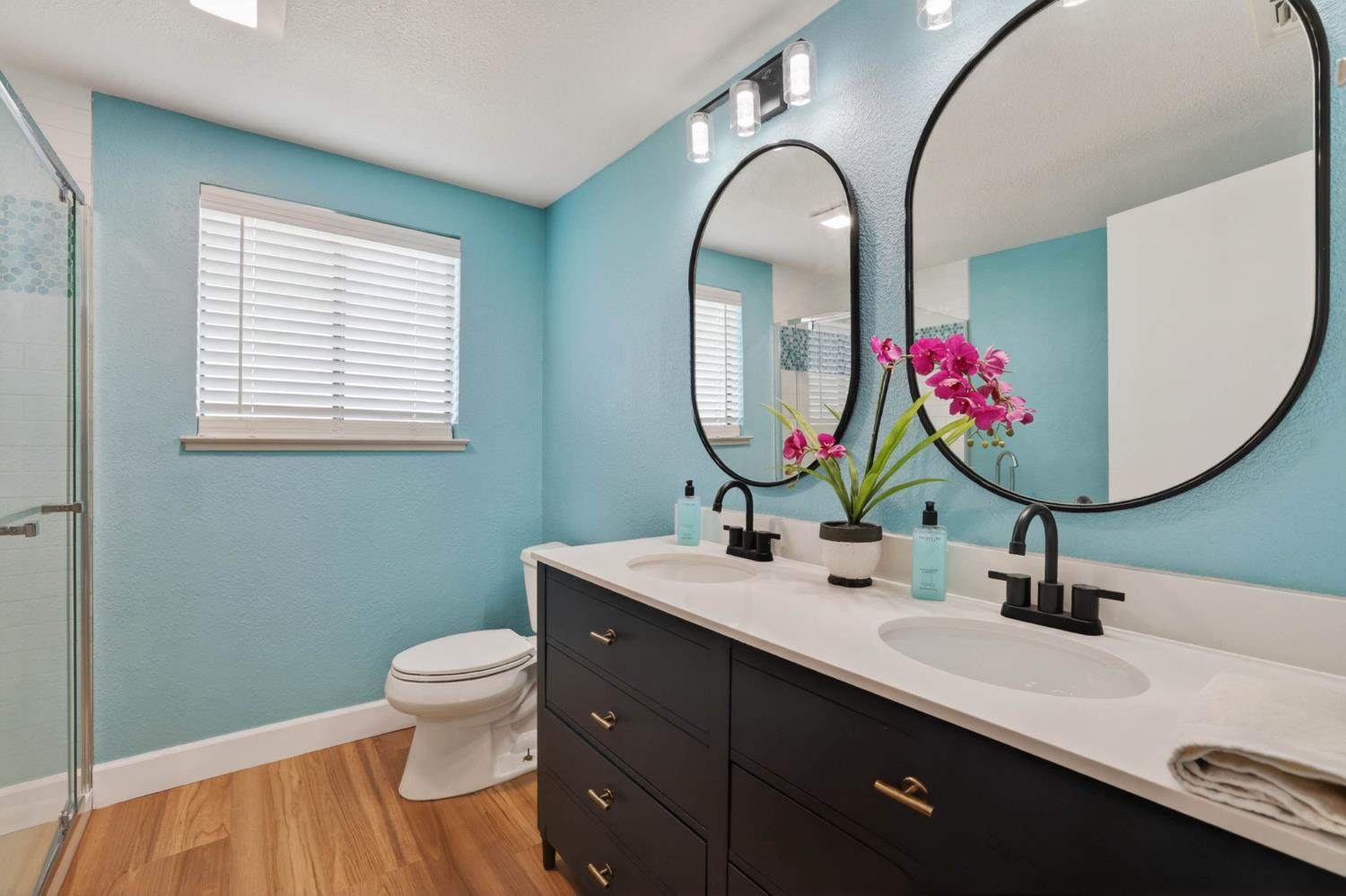 11875 Arno Road Wilton, CA 95693 - Photo 22 of 65 a bathroom with a toilet a sink and a mirror