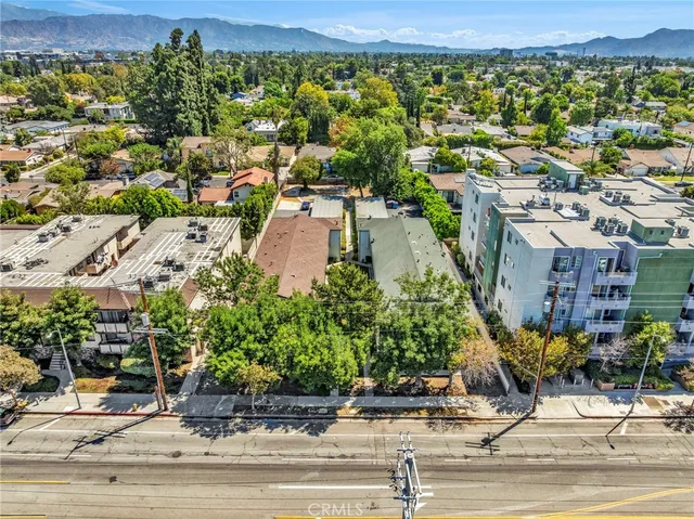 a view of a city with a mountain