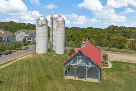 a view of a garden with a slide