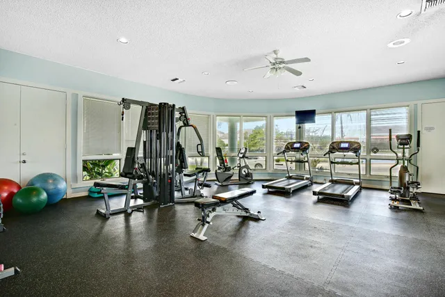 a view of a room with gym equipment