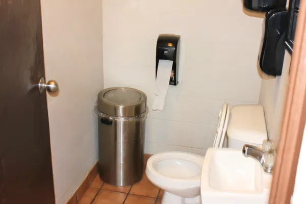 a bathroom with a toilet and a sink