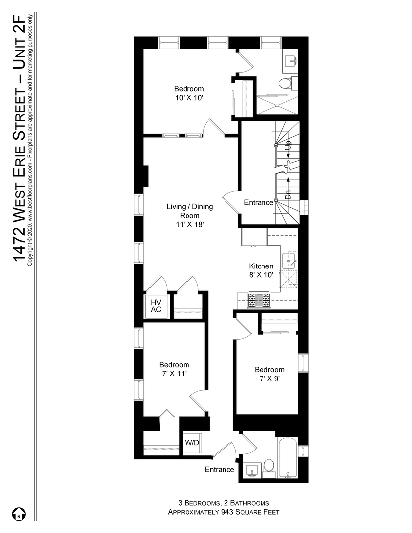 1472 West Erie Street, Unit 2F Chicago, IL 60642 - Photo 25 of 25 a picture of a floor plan