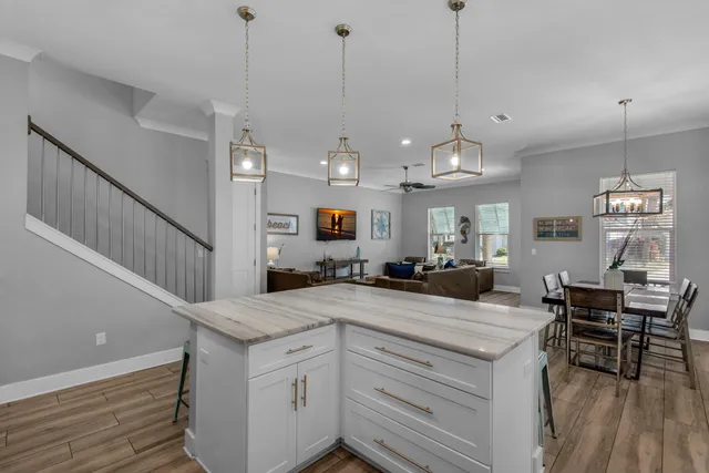a view of living room and kitchen