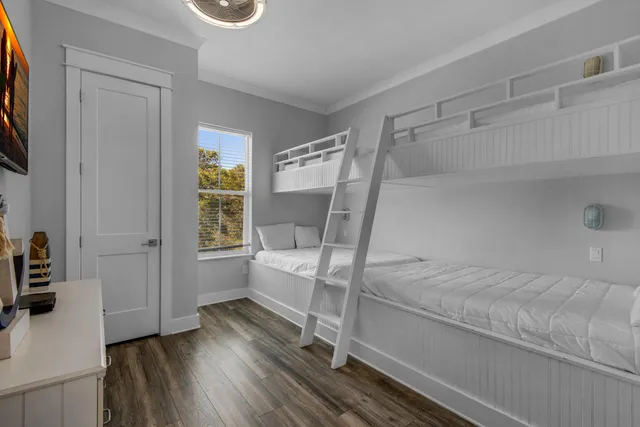 a room that has a bed and a window