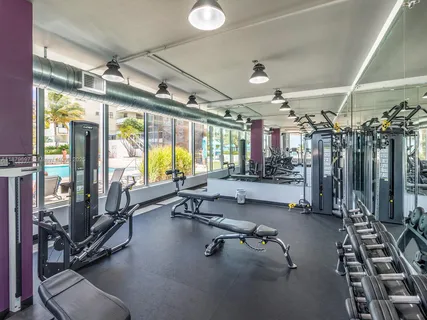a view of a room with gym equipment
