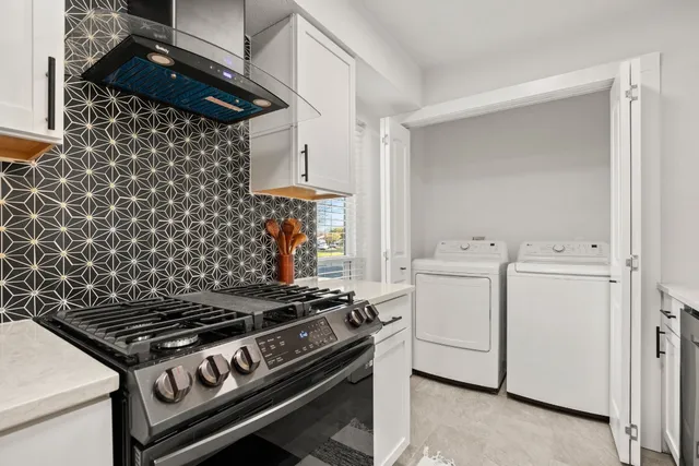 a stove top oven sitting inside of a kitchen