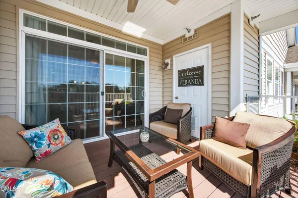 a building outdoor space with patio furniture