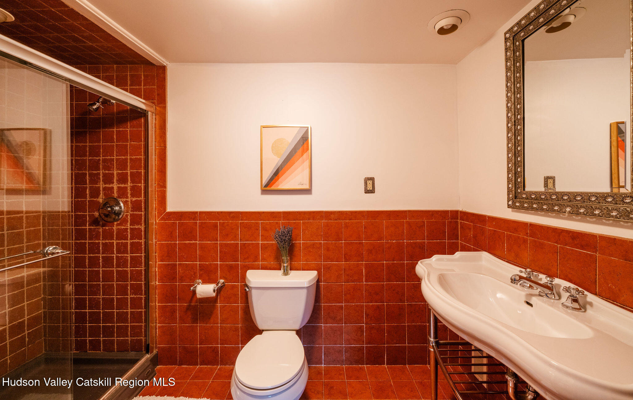 6841 County Highway Denver, NY 12421 - Photo 30 of 36 a bathroom with a sink a toilet and a mirror