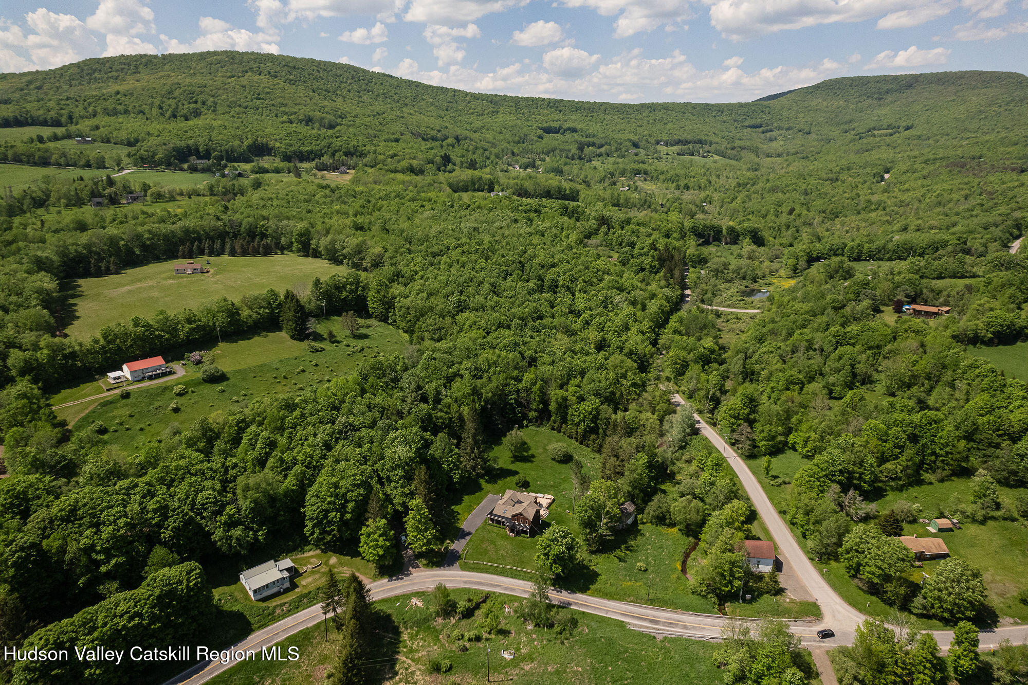 6841 County Highway Denver, NY 12421 - Photo 5 of 36 an aerial view of residential houses with outdoor space and trees