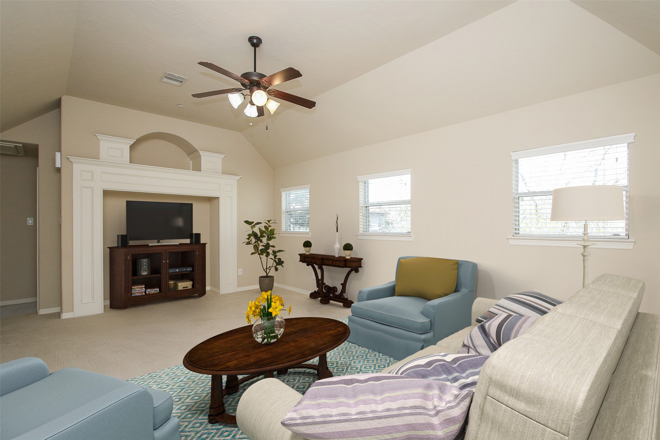11722 Spriggs Way Houston, TX 77024 - Photo 31 of 49 a living room with furniture and a fireplace