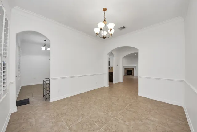 a view of a livingroom with a chandelier
