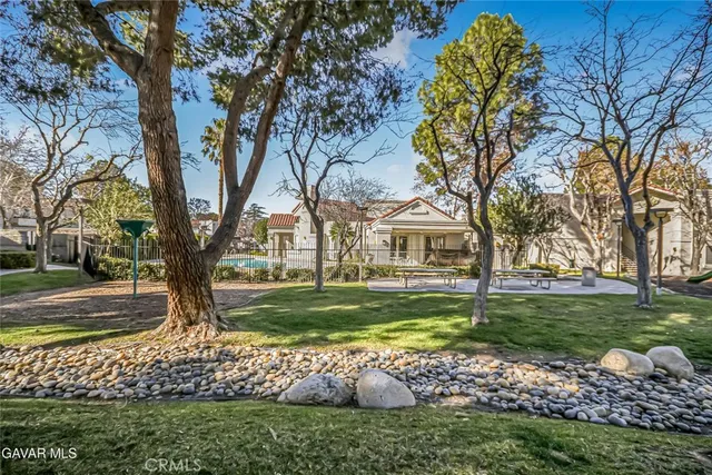 a view of a yard with a tree