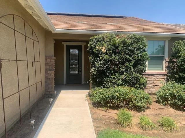 a view of a pathway along the house