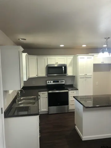 a kitchen with stainless steel appliances granite countertop a stove and a sink