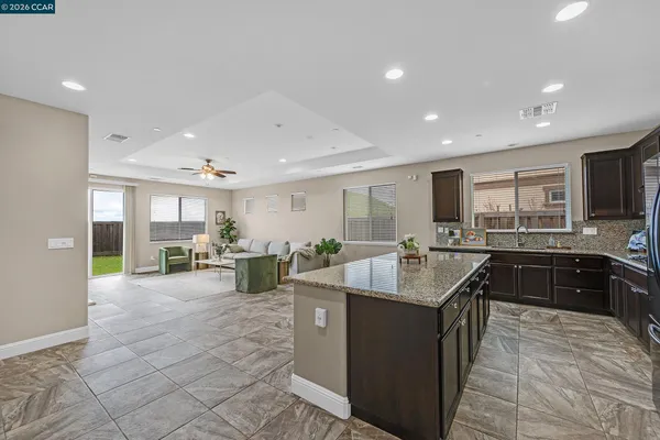 a kitchen with lots of counter top space