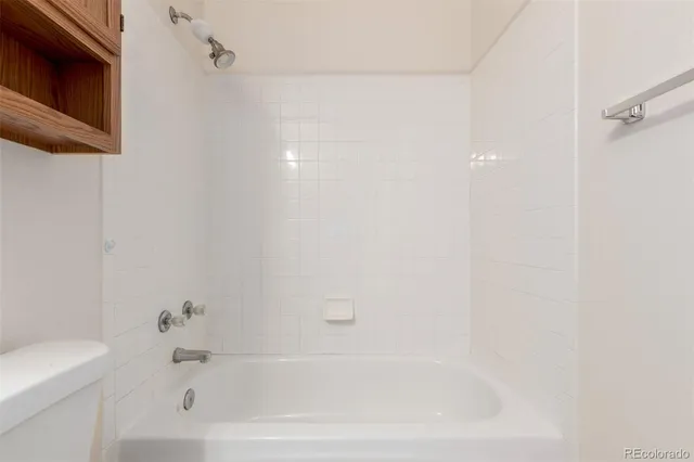 a bathroom with a bathtub