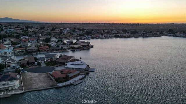 a view of a lake with houses in view