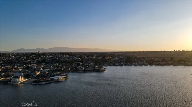 a view of an ocean with a yard