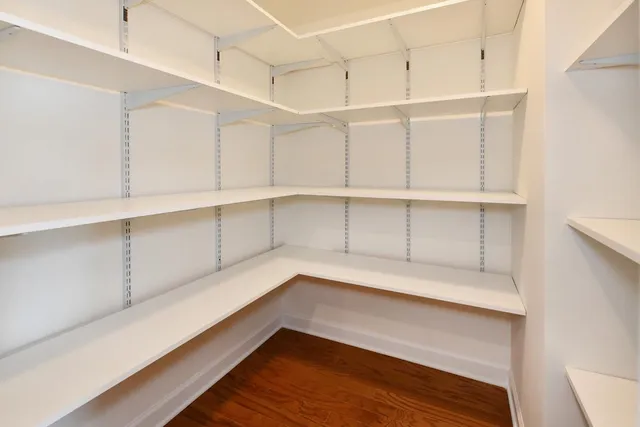 a view of an empty walk in closet