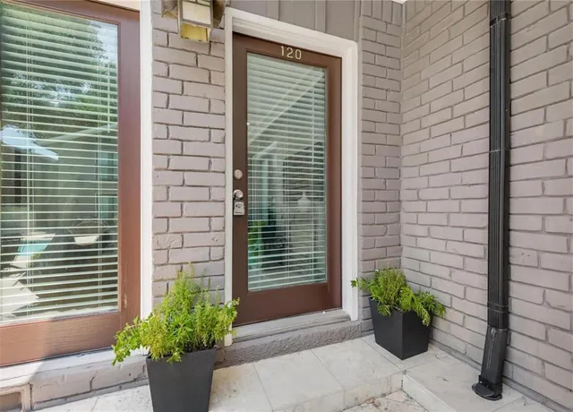 a potted plant sitting in front of a house