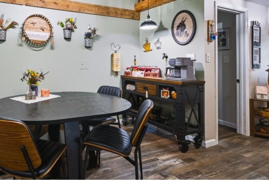 74 Turkey Road Kempton, PA 19529 - Photo 38 of 65 GUEST HOME - A charming breakfast area featuring durable wood-look flooring and rustic exposed beams.