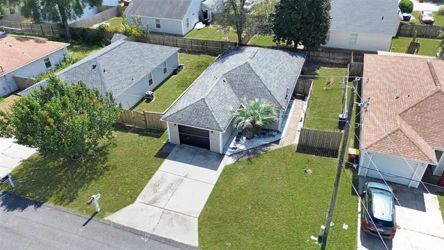 an aerial view of a house
