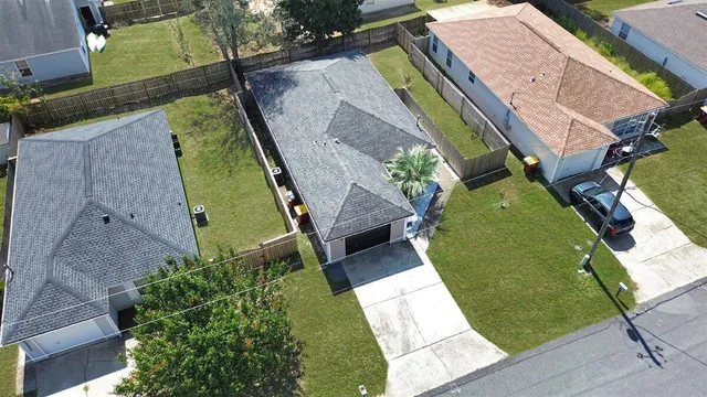 an aerial view of a house