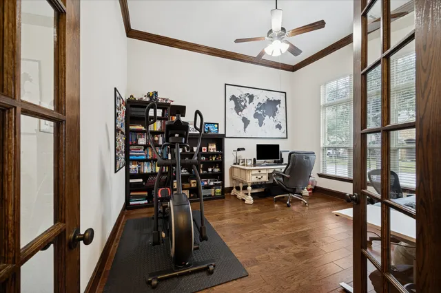 a view of a room with gym equipment