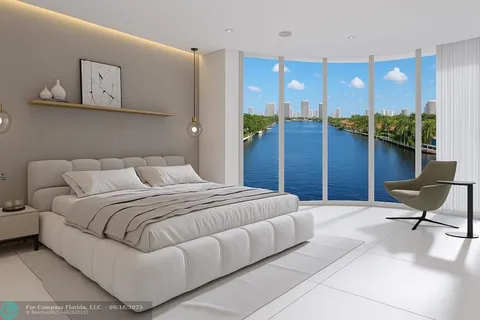 a bedroom with a bed and furniture