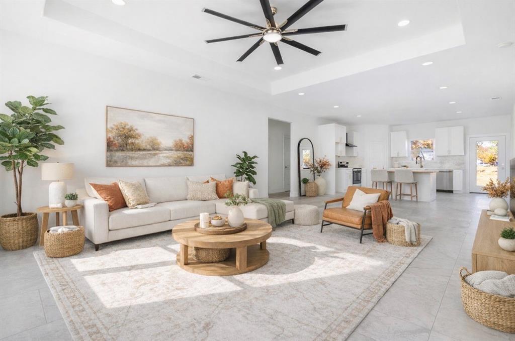 a living room with furniture