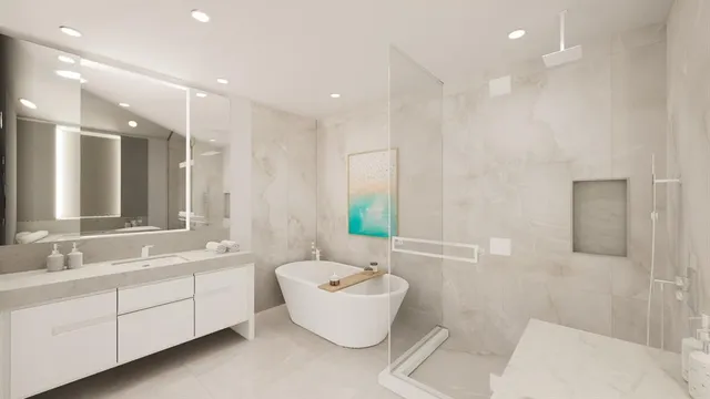 a bathroom with a double vanity sink mirror and toilet