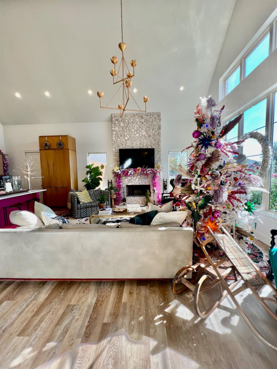 5902 112th Street Lubbock, TX 79424 - Photo 7 of 47 a living room with furniture gym equipment and a fireplace