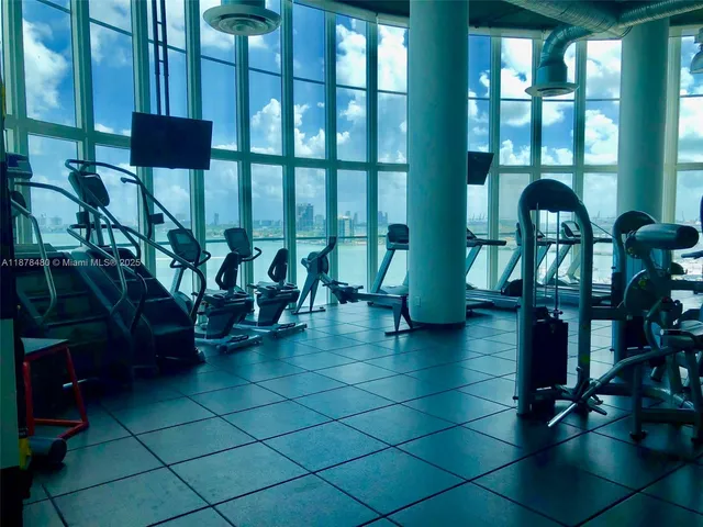 a room with gym equipment