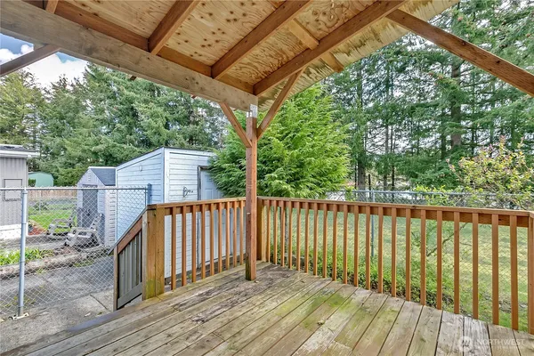 a view of a wooden deck