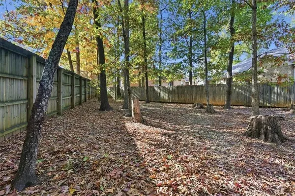 a backyard of a house with lots of green space