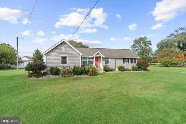 a front view of a house with yard and green space