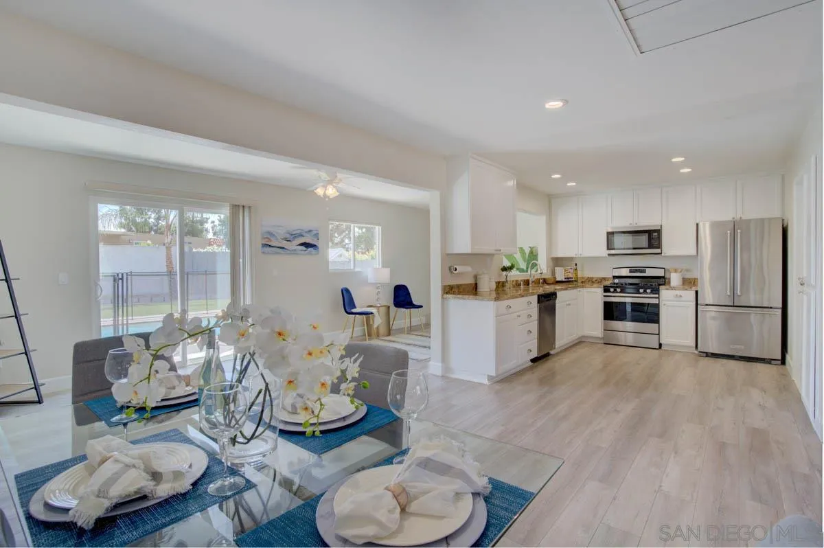 9762 Domer Road Santee, CA 92071 - Photo 2 of 34 a living room with furniture kitchen and a kitchen island