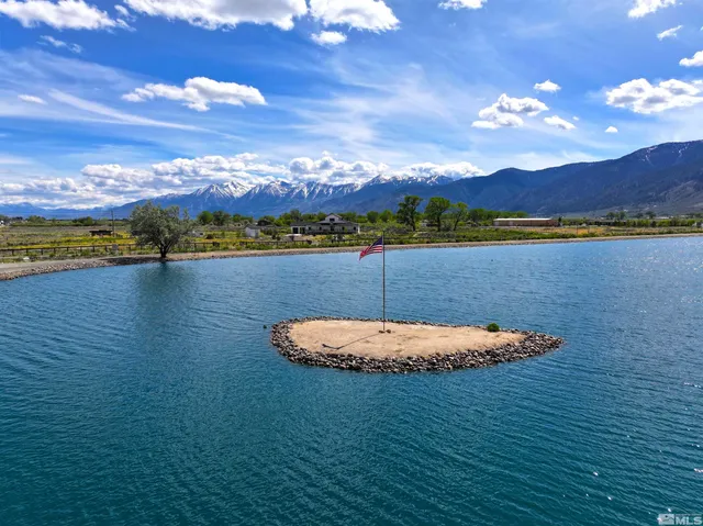 a view of a lake with a mountain