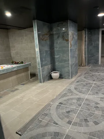 a bathroom with a sink and a shower