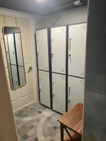 a view of a bathroom with a shower