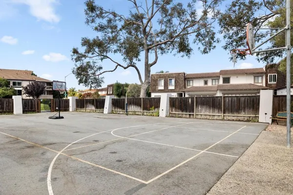 a view of a building with a garden