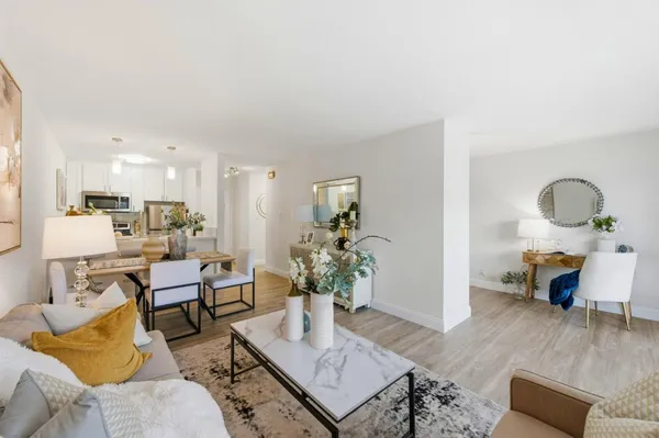 a living room with furniture