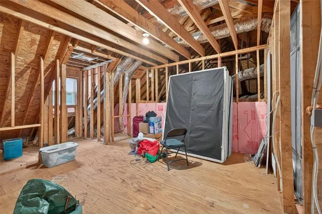 a view of small space with wooden floor