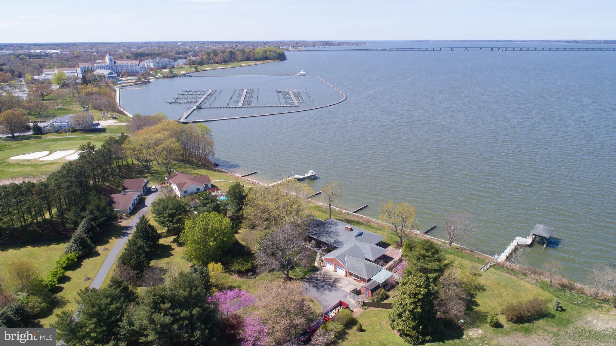 5452 Tates Bank Road Cambridge, MD 21613 - Photo 48 of 64 Aerial showing Hyatt Marina & Choptank Bridge