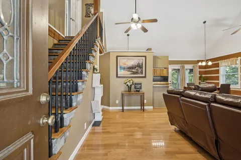 a living room with furniture
